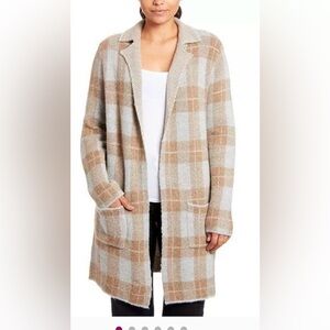 Joseph A. Plaid Knit Sweater Coat